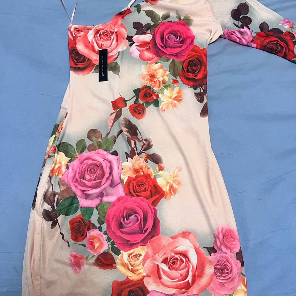 AFRM One Shoulder Dress with Vibrant Floral Design